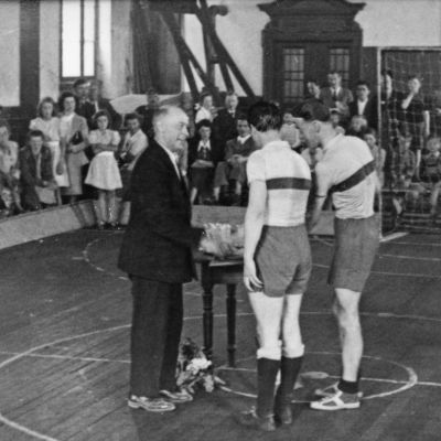 Siegerehrung in der Schottenturnhalle, 1949